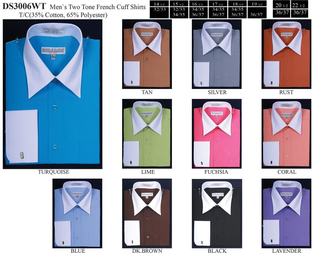 Men's Two Tone French Cuff Dress Shirt ...